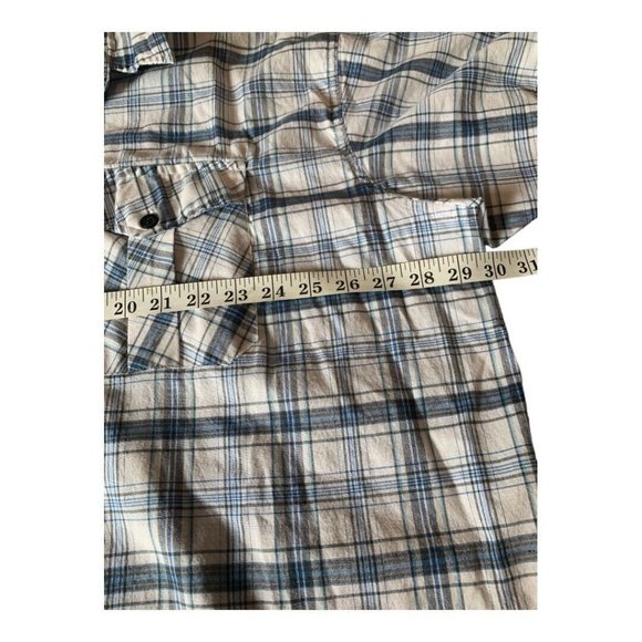 American Fusion Gear Mens Shirt 4XL Button Up Short Sleeve Blue White Plaid - Picture 8 of 10